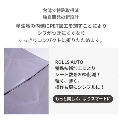 【AUTO】ワンクリック自動開閉　3秒で折りたためる　形状記憶　晴雨兼用　UNISEX　ナノ超撥水加工（2カラー）