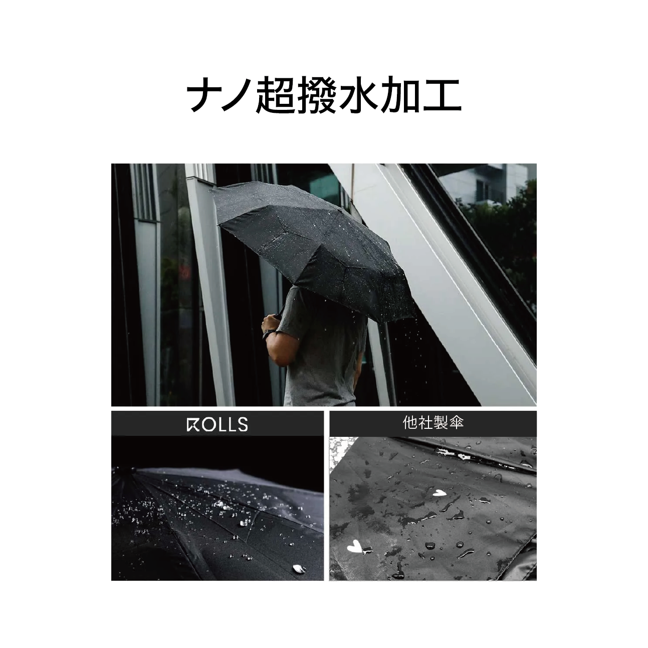 【Classic】手開き式 ワンクリックで3秒で閉じます 晴雨兼用 UNISEX ナノ超撥水加工 直径112cm 大きい傘（2カラー）