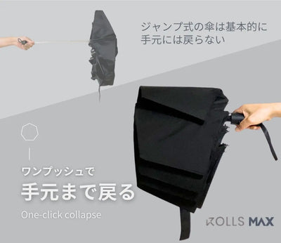 【MAX】ワンクリックで3秒で閉じます 晴雨兼用 UNISEX ナノ超撥水加工 史上最大140cm傘面（5カラー）